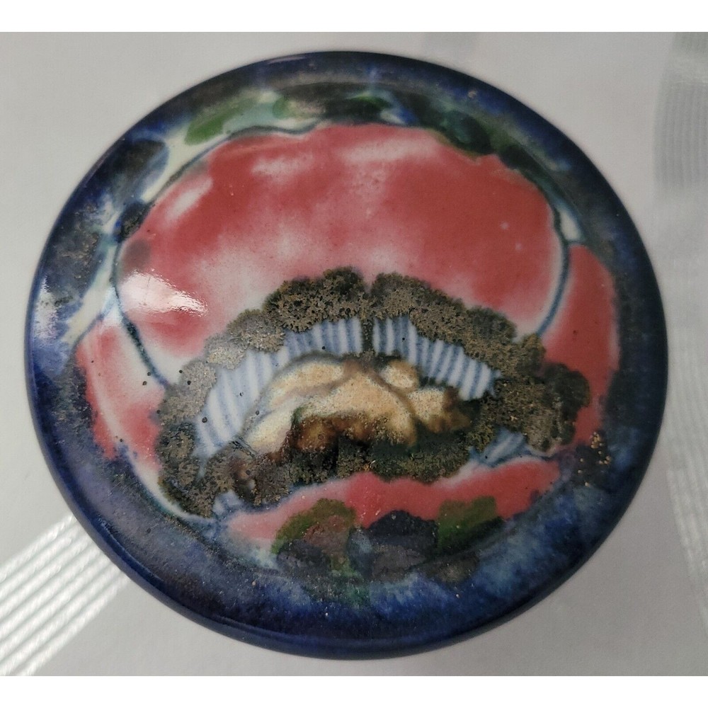 Vintage Highland Scotland Stoneware‎ Lidded Trinket Dish Multi Color